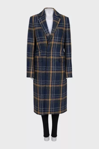 Single-breasted checkered coat