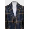 Single-breasted checkered coat