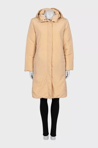 Double-sided down jacket with a straight cut and a zipper