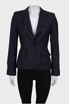 Fitted pinstripe wool jacket