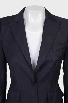 Fitted pinstripe wool jacket