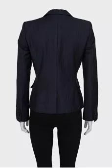 Fitted pinstripe wool jacket
