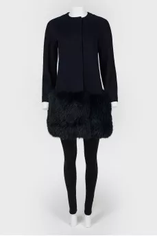 Coat with fur insert at the bottom