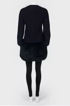 Coat with fur insert at the bottom