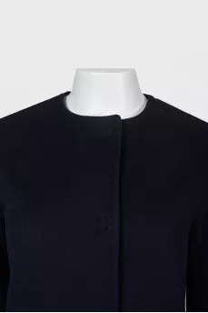 Coat with fur insert at the bottom