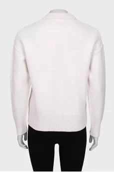 Wool cardigan with brand logo