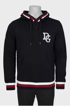 Men's black hoodie with print on the back