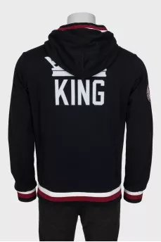 Men's black hoodie with print on the back