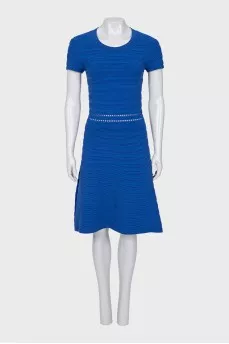 Blue dress with embossed stripes