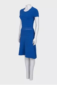 Blue dress with embossed stripes