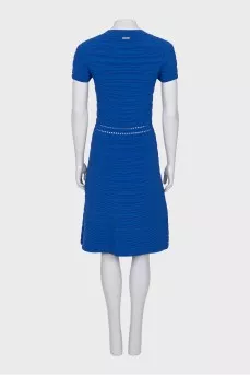 Blue dress with embossed stripes