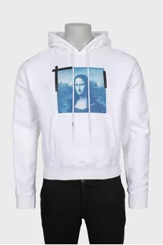 Men's white hoodie with print