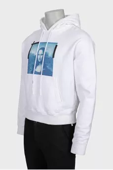 Men's white hoodie with print