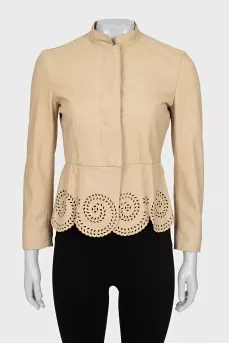 Leather jacket with perforations