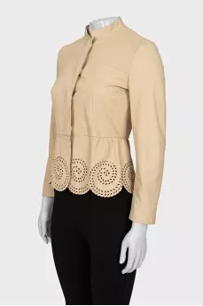 Leather jacket with perforations