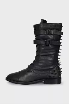 Men's leather boots with studs