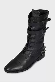 Men's leather boots with studs