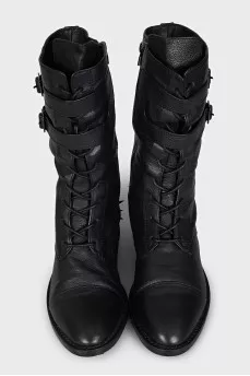 Men's leather boots with studs
