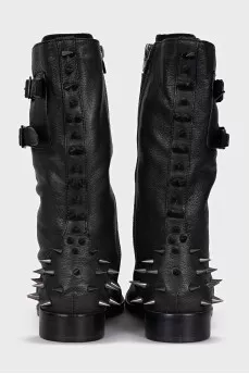 Men's leather boots with studs