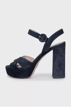Blue suede sandals