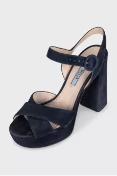 Blue suede sandals