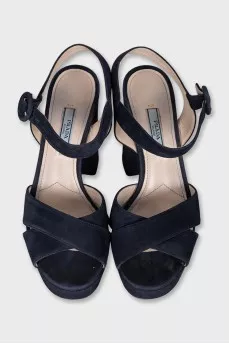 Blue suede sandals