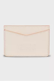 White leather cardholder
