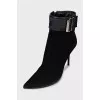 Suede pointed toe ankle boots