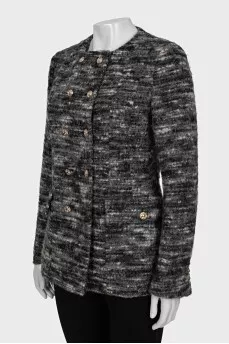 Серое укороченное пальто