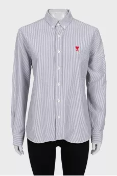 Striped shirt with signature embroidery