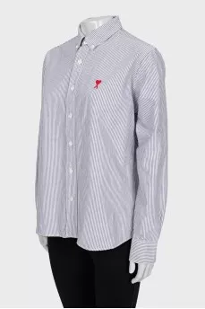 Striped shirt with signature embroidery