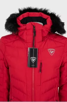 Red jacket with a tag