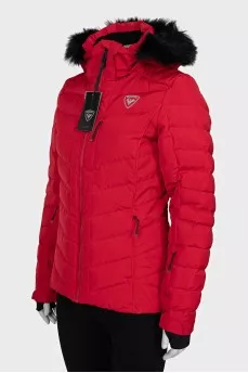 Red jacket with a tag