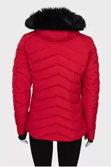 Red jacket with a tag