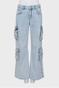 Wide-leg jeans with patch pockets