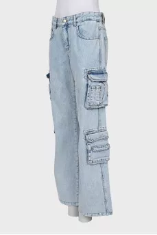 Wide-leg jeans with patch pockets