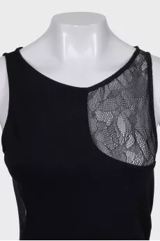Fitted dress with lace inserts