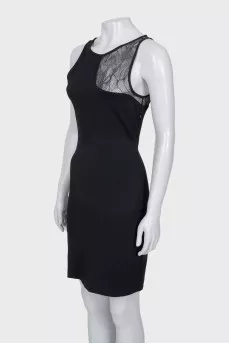 Fitted dress with lace inserts