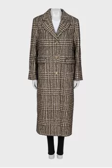 Straight coat with gold stripes and tag