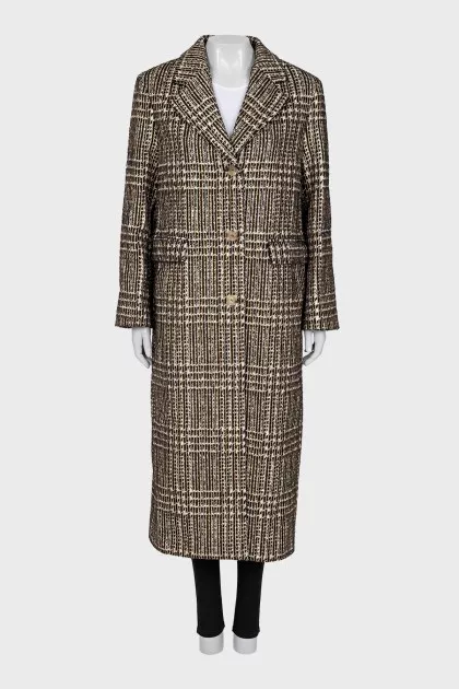 Straight coat with gold stripes and tag