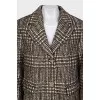 Straight coat with gold stripes and tag