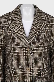 Straight coat with gold stripes and tag