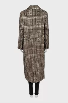 Straight coat with gold stripes and tag