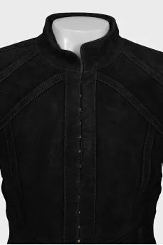 Suede jacket with gold hardware