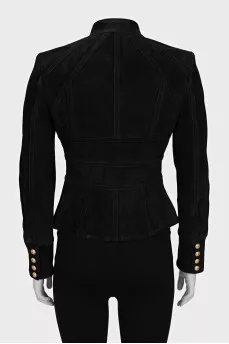 Suede jacket with gold hardware