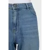 Blue straight jeans with a button