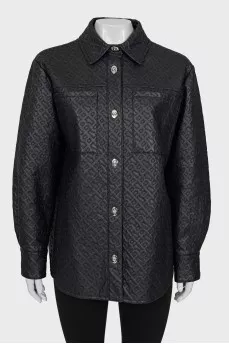 Leather jacket with signature embroidery