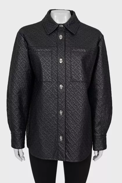 Leather jacket with signature embroidery