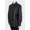 Leather jacket with signature embroidery