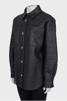 Leather jacket with signature embroidery